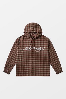 Ed Hardy Chemise à capuche à carreaux rouges exclusive UO