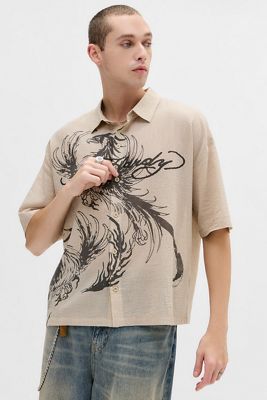 Ed Hardy UO Exclusive Ecru Phoenix Shirt