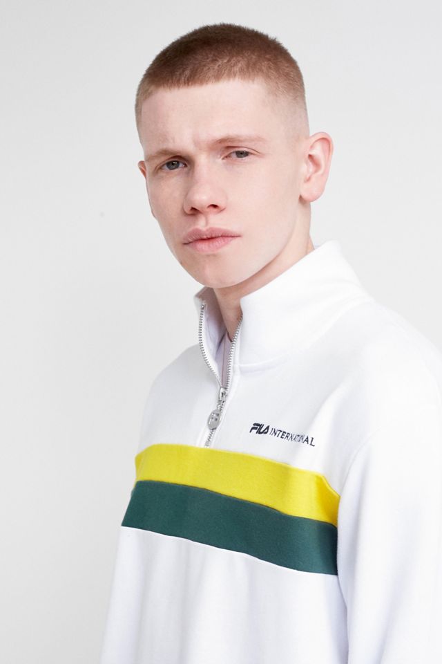 FILA Eglimez White and Yellow Quarter-Zip Sweatshirt #1