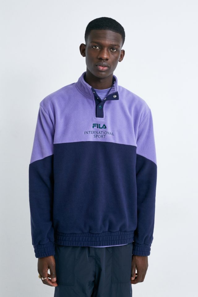 Fila half zip colour blocked fleece in purple