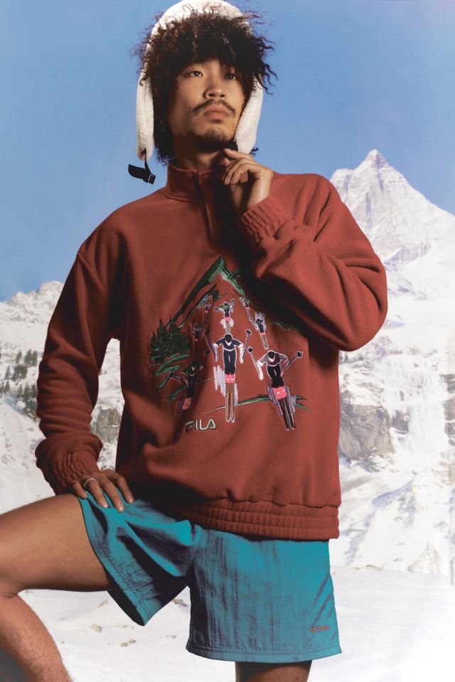 FILA UO Red Clayton Fleece Sweatshirt Urban Outfitters UK
