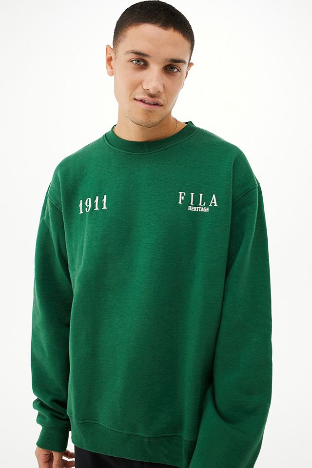 tepki Konaklama prova  FILA UO Exclusive Green Simone Crew Neck Sweatshirt | Urban Outfitters UK