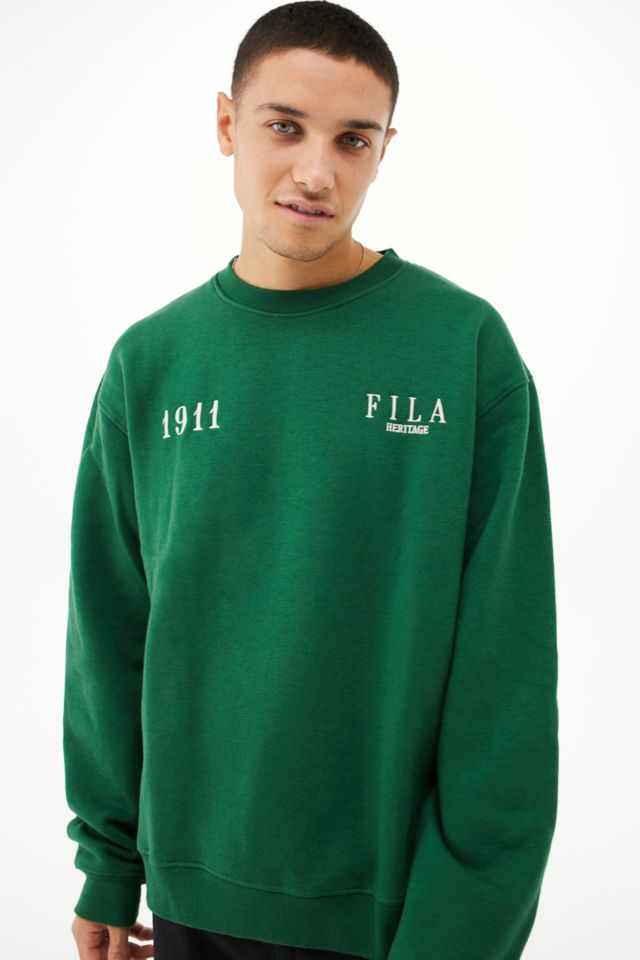 FILA UO Exclusive Green Simone Crew Sweatshirt | Urban Outfitters UK