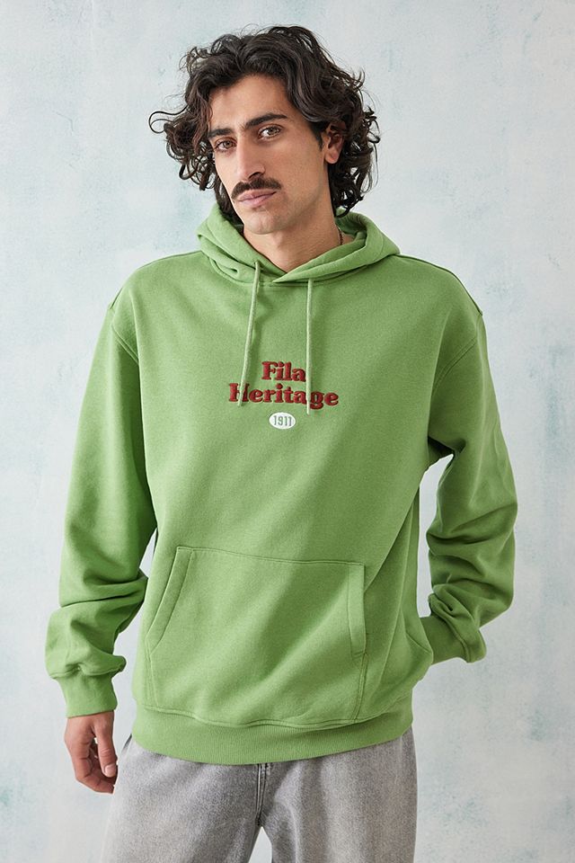 FILA UO Exclusive Green Heritage Hoodie | Urban Outfitters UK