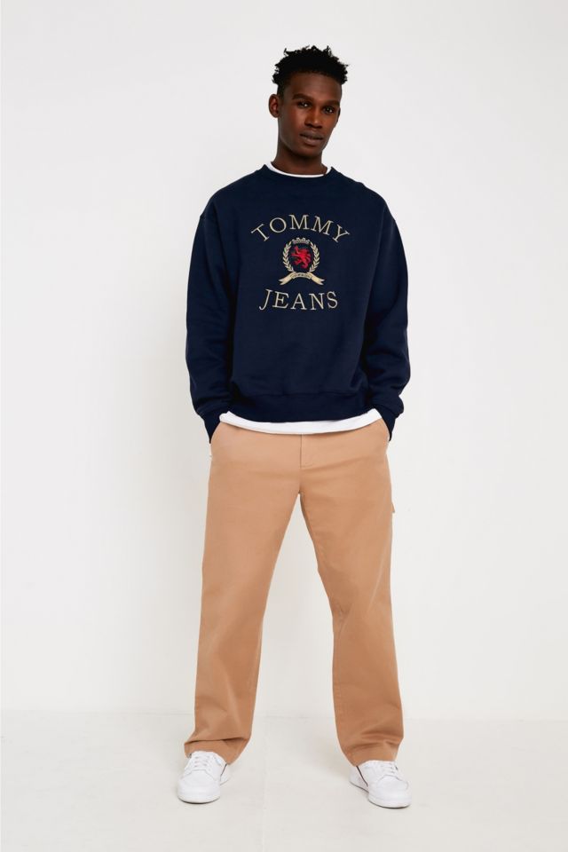 Tommy jeans crest collection store navy crew neck sweatshirt