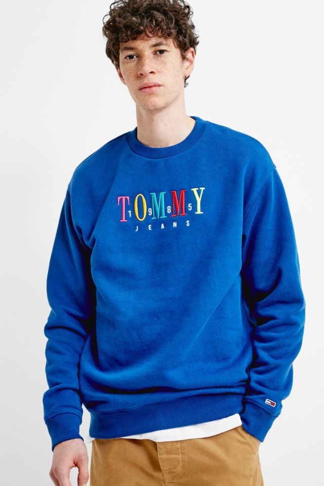 Tommy Jeans 85 Blue Crew Neck Sweatshirt | Urban Outfitters UK