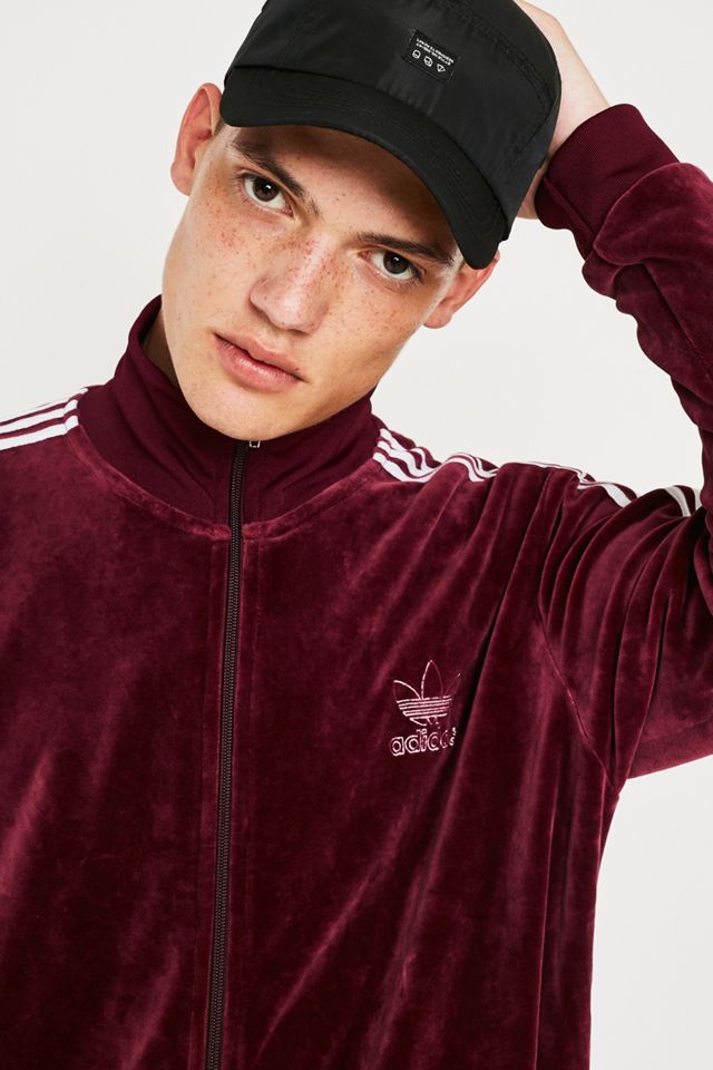 adidas Beckenbauer Maroon Velour Track Top | Urban Outfitters UK