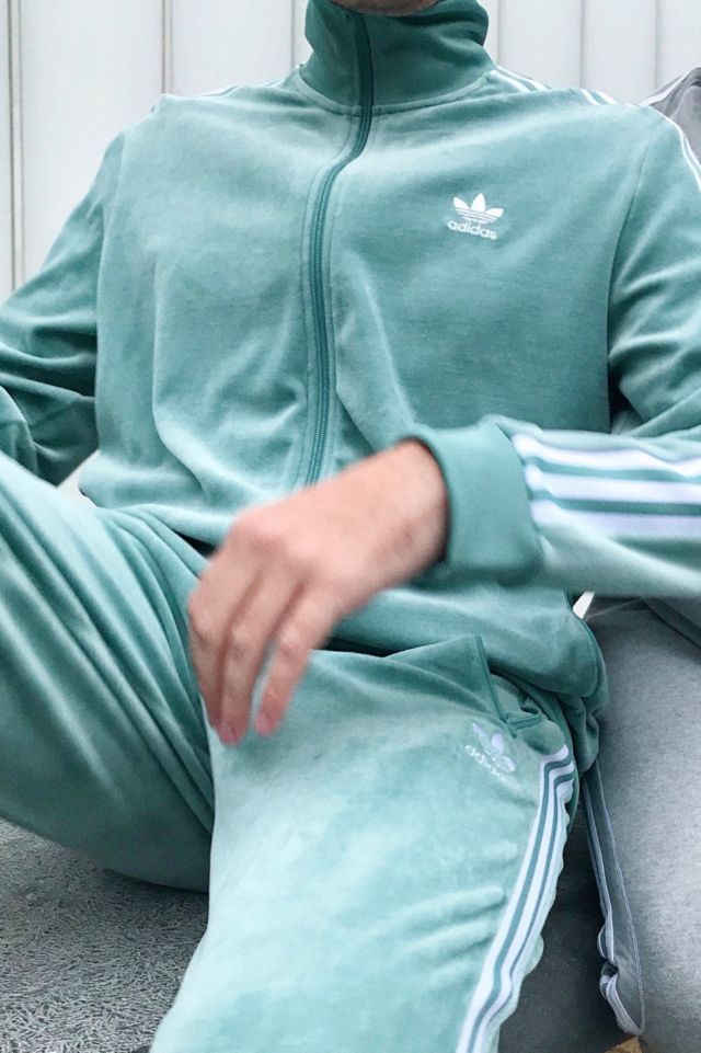 Adidas velour tracksuit outlet mens green