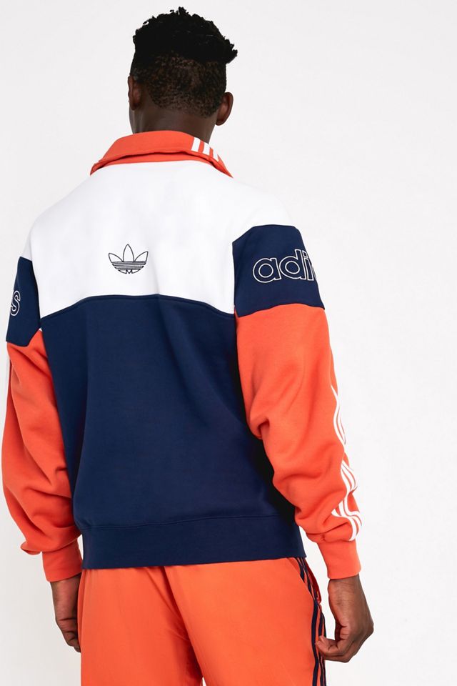 adidas Navy and White Colourblock Rugby Track Top #1