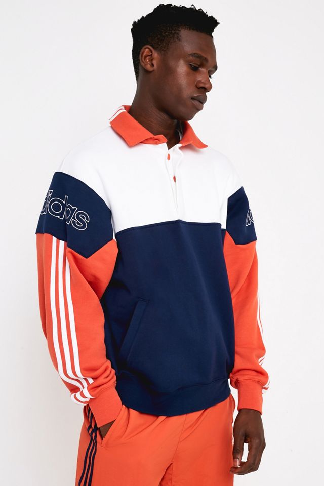 adidas Navy and White Colourblock Rugby Track Top #3