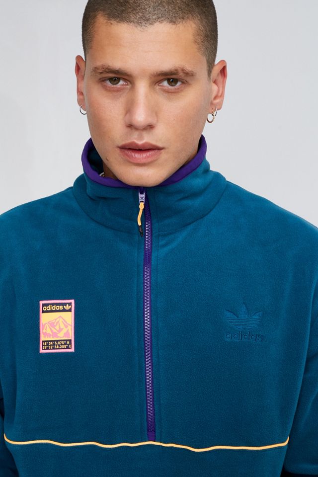 adidas - Sweat col zippé Adiplore en polaire bleu givré #1