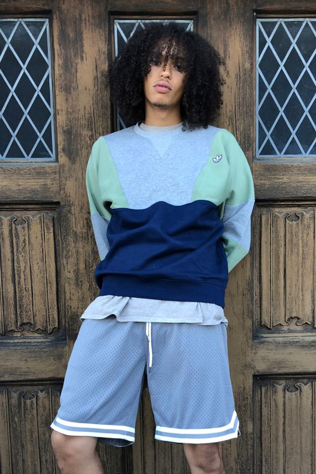 adidas - Sweatshirt color block ras du cou bleu #1