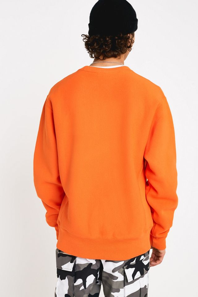 Champion UO Exclusive Triple Logo Orange + Black Crew Neck Sweatshirt #3