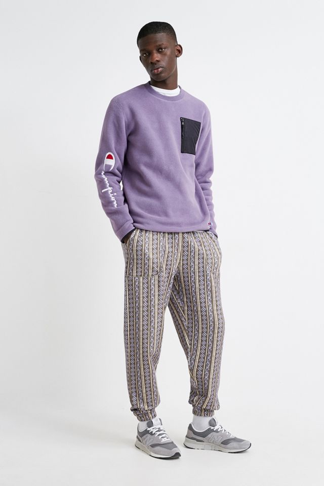 Champion Script Purple Fleece Crew Neck Sweatshirt #1
