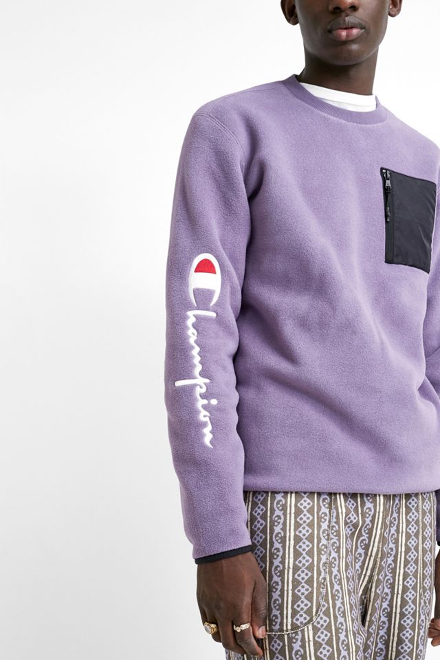 Champion Script Purple Fleece Crew Neck Sweatshirt #2
