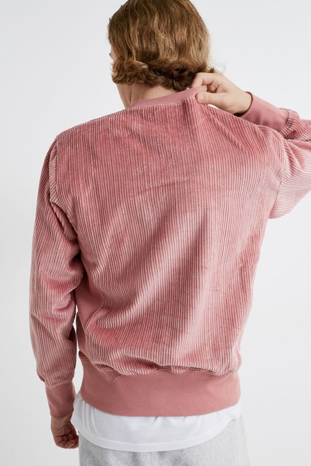 Champion - Sweatshirt rose en velours côtelé col ras du cou  #1