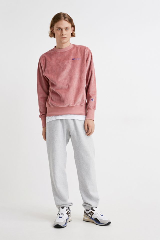Champion - Sweatshirt rose en velours côtelé col ras du cou  #2