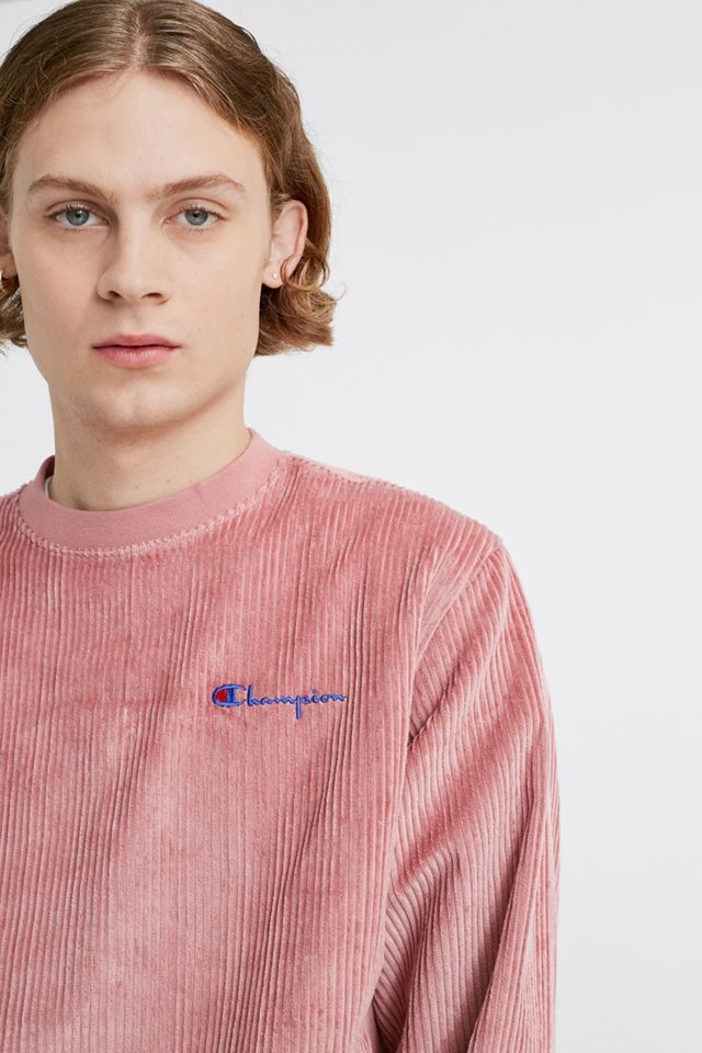 Champion - Sweatshirt rose en velours côtelé col ras du cou  #3
