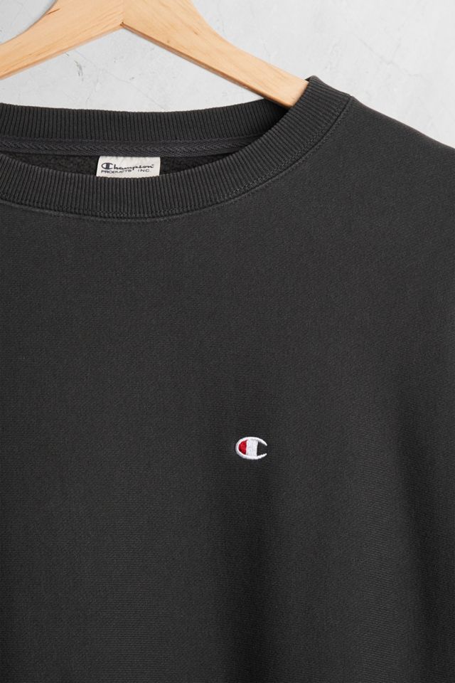Champion UO Exclusive Small C Washed Black Crew Neck Sweatshirt #1