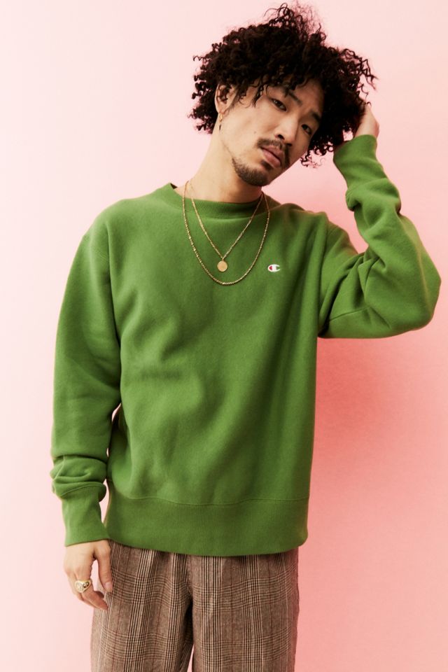 Champion green crew neck sweater sale