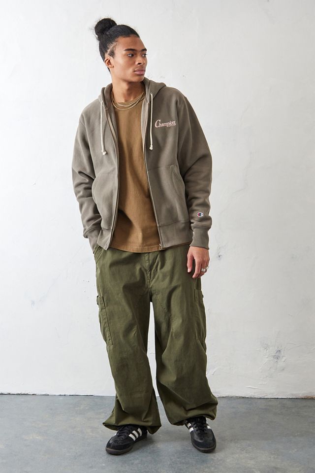 Champion UO Exclusive Reverse Weave Brown & Pink Bordado con cremallera con cremallera #4