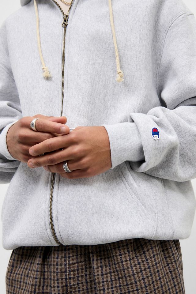 Champion Grey Reverse Weave Full-Zip Hoodie | Urban Outfitters UK
