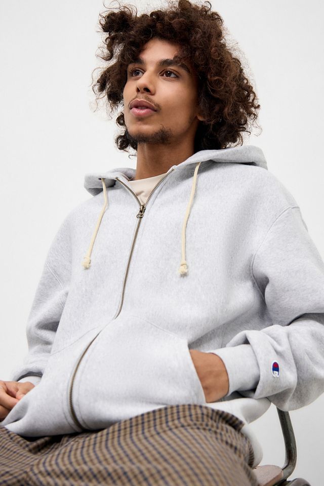 Champion Grey Reverse Weave Full-Zip Hoodie | Urban Outfitters UK