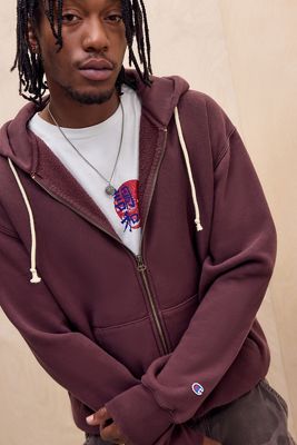 Sudadera con Capucha y Cierre Completo Champion Marrón Reverse Weave