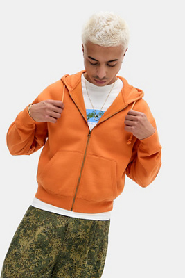 Champion UO Exclusive Burnt Orange Washed Zip-Through Hoodie - Orange M at Urban Outfitters