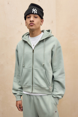 Champion UO Exclusive Sage Washed Zip-Through Hoodie - Green M at Urban Outfitters