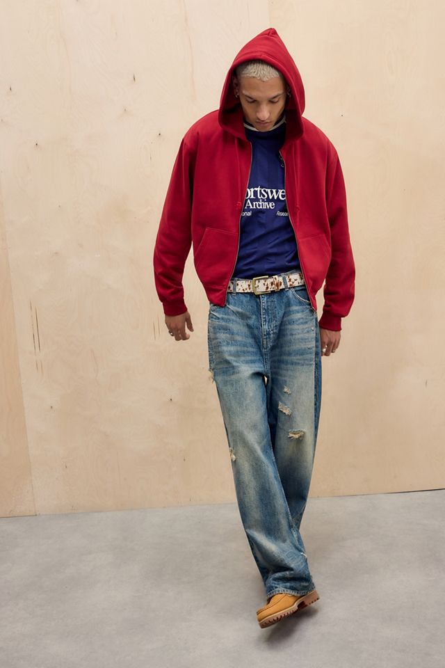 Champion UO Exclusive Bordeaux Gewaschener Zip-Through Kapuzenpullover #1