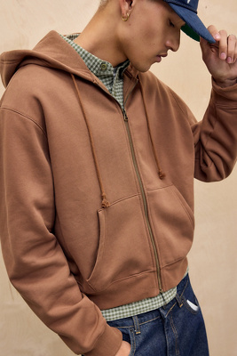 Champion UO Exclusive Chocolate Washed Zip-Through Hoodie - Brown S at Urban Outfitters