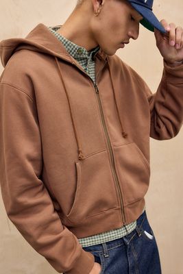 Champion UO Exclusive Chocolate Washed Zip-Through Hoodie