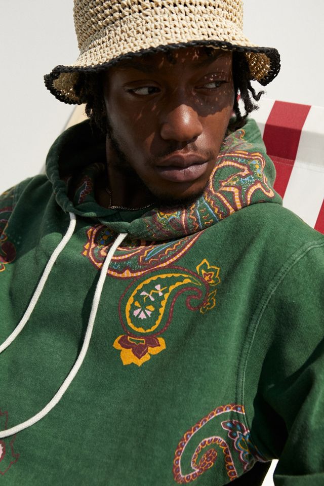 UO Green Paisley Print Hoodie #1