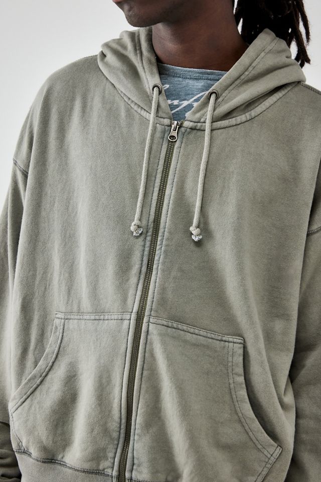 BDG - Sweat à capuche entièrement zippé Bonfire délavé à l'acide gris #2