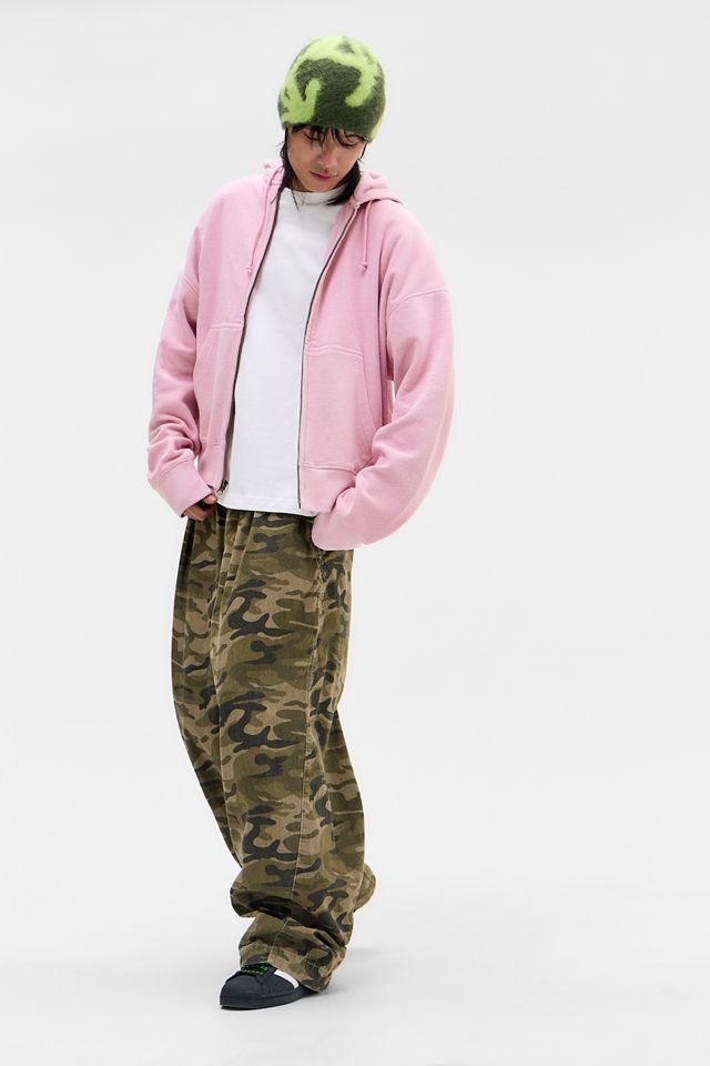 Sweat à capuche gaufré zippé BDG rose #1