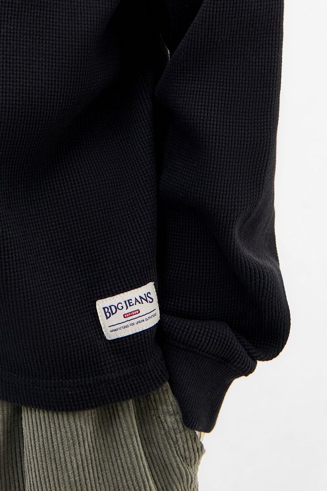BDG Black Waffle Crew Neck Sweatshirt #1