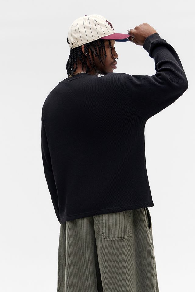 BDG Black Waffle Crew Neck Sweatshirt #2