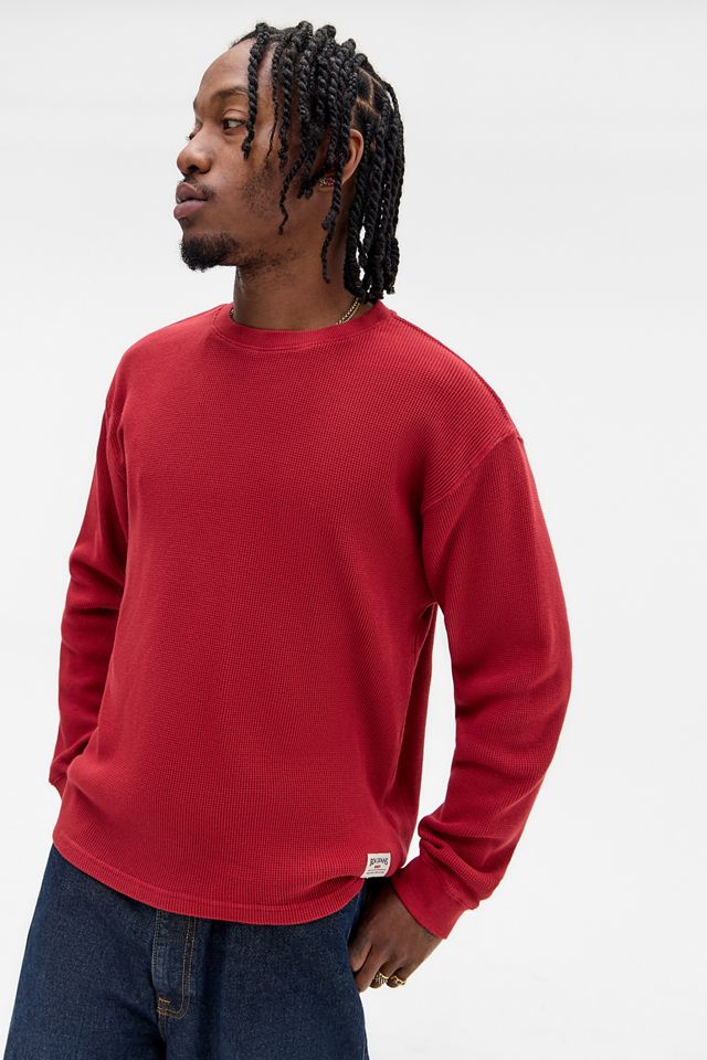 BDG T-shirt rouge à manches longues et gaufré uni #1