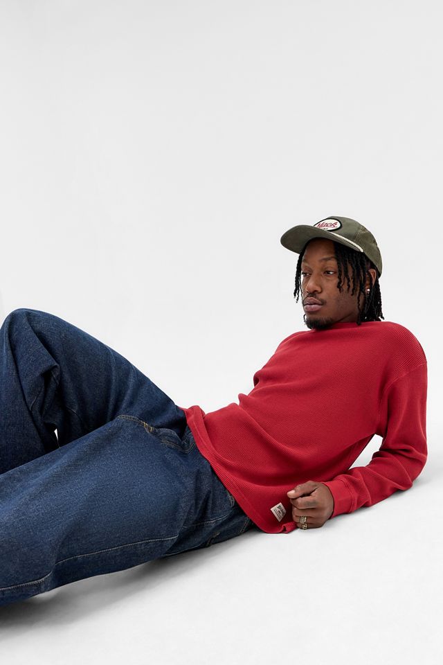 BDG T-shirt rouge à manches longues et gaufré uni #2