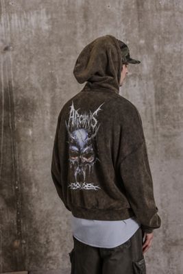 Sweat à capuche zippé gaufré Archivis