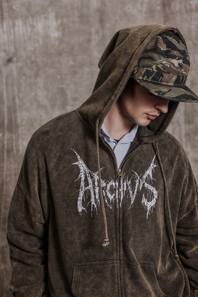 Felpa con Cappuccio e Zip Archivis in Tessuto Waffle #1