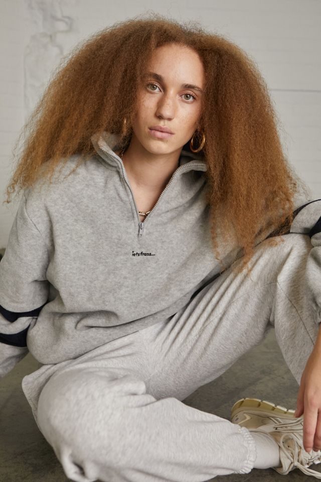 iets frans… Unisex Grey Marl Mock Neck Fleece Sweatshirt #4