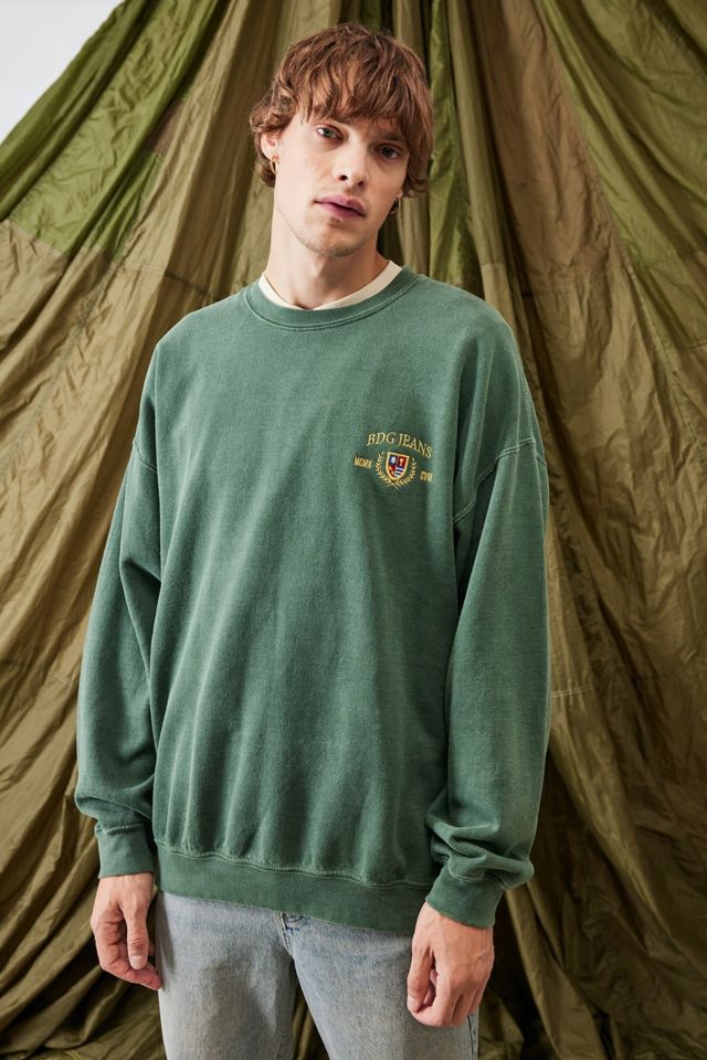 BDG Dark Green Crest Embroidered Sweatshirt