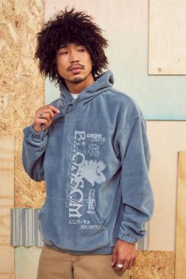 UO Blossom Fleece Hoodie - Grey XL at Urban Outfitters