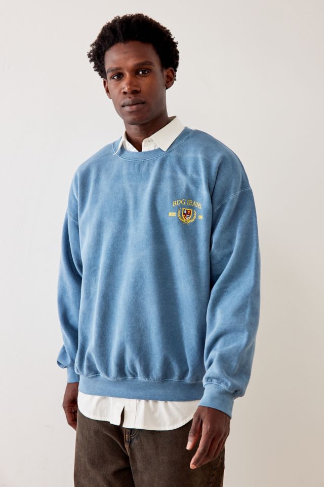 BDG Aqua Blue Crest Embroidered Sweatshirt