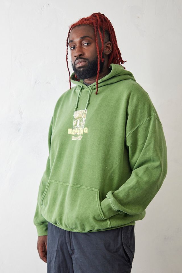 UO Green Healing Power Mushroom Hoodie #1