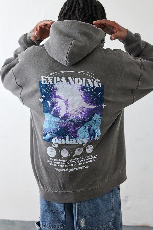 UO Overdyed Black Expanding Galaxy Hoodie | Urban Outfitters UK
