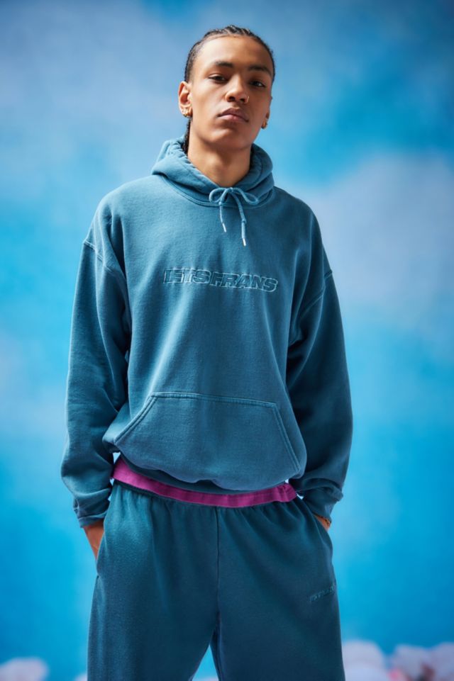 iets frans... Teal Overdyed Big Embroidered Hoodie | Urban Outfitters UK