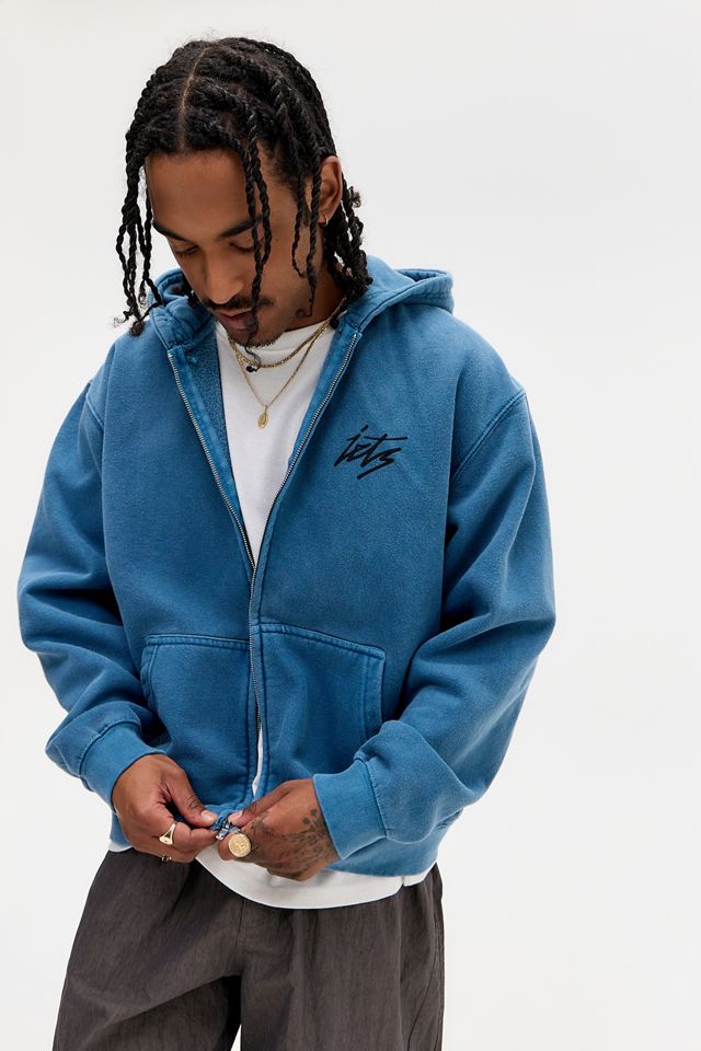 iets frans... Blauer Zip-Hoodie mit Schriftzug #1